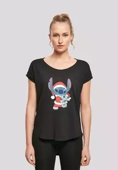 Футболка с принтом DISNEY LILO STITCH WEIHNACHTEN PREMIUM FILM MOVIE TV COMIC F F4NT4STIC, черный