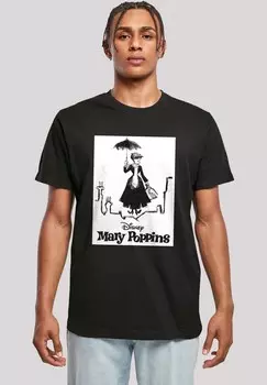 Футболка с принтом DISNEY MARY POPPINS ROOFTOP LANDING WITH ROUND NE F4NT4STIC, черный