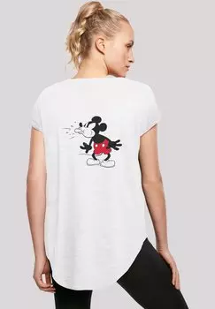 Футболка с принтом Disney Mickey-Mouse-Tongu On Back And Long Slub F4NT4STIC, белый