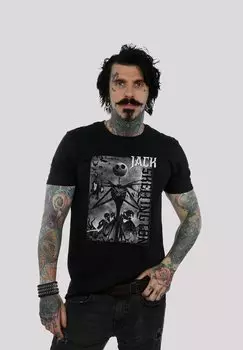 Футболка с принтом DISNEY NIGHTMARE BEFORE CHRISTMAS SKELLINGTON F4NT4STIC, цвет black