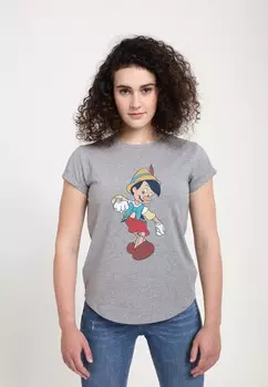 Футболка с принтом DISNEY PINOCCHIO VINTAGE PINOCCHIO Disney, цвет Mottled Light Grey