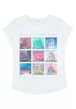 Футболка с принтом DISNEY PRINCESSES CASTLES IN DISNEY PRINCESS MOVIES Disney, белый