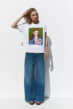 Футболка с принтом для девочек ZARA, разноцветный