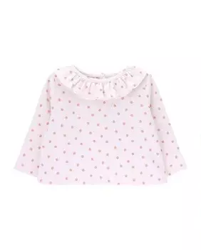 Футболка с принтом для девочки и рюшами на шее Knot, бежевый