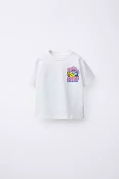 Футболка с принтом для серфинга ZARA, белый
