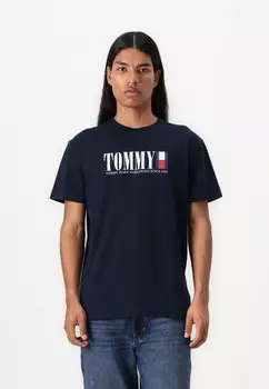 Футболка с принтом DNA FLAG TEE Tommy Jeans, темно-синий