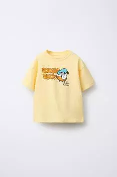 Футболка с принтом "дональд дак" disney ZARA, желтый