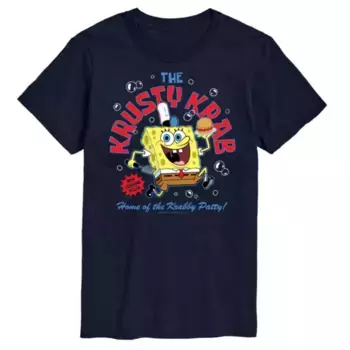 Футболка с принтом "Доставка из Красти Крабс" SpongeBob SquarePants для больших размеров Licensed Character, синий