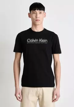 Футболка с принтом DOUBLE LOGO Calvin Klein, черный