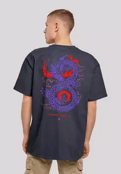 Футболка с принтом DRACHE FEUER JAPAN F4NT4STIC, цвет navy