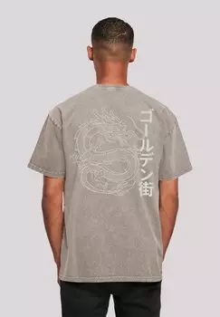 Футболка с принтом DRACHE GOLDEN GAI F4NT4STIC, светло-серый