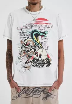 Футболка с принтом DRAG AND AT SUNSET Ed Hardy, белый