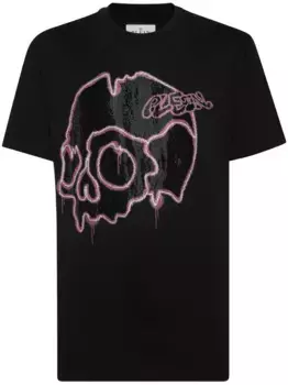 Футболка с принтом Dripping Skull Philipp Plein, черный