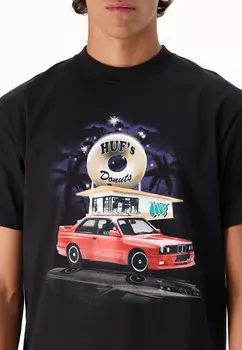 Футболка с принтом DRIVE THRU UNISEX HUF, черный