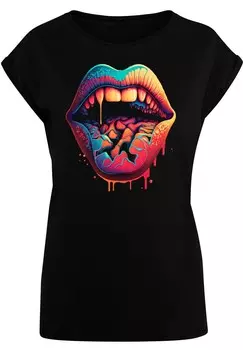 Футболка с принтом DROOLING LIPS F4NT4STIC, черный