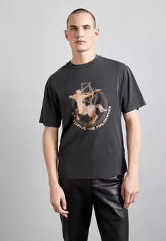 Футболка с принтом DROPPED SHOULDER ROCK BAND ZODIAC SAGITTARIUS Neil Barrett, цвет black