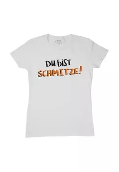 Футболка с принтом DU BIST SCHMITZE! SLIM FIT OBERTEIL United Labels, белый
