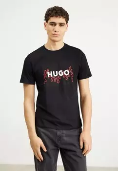 Футболка с принтом DULIVE HUGO, черный