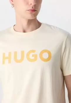 Футболка с принтом Dulivio HUGO, светло-бежевая