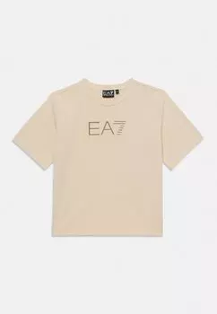 Футболка с принтом EA7 Emporio Armani, бежевый