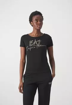 Футболка с принтом EA7 Emporio Armani, черная