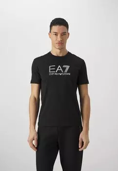 Футболка с принтом EA7 Emporio Armani, черная