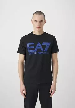 Футболка с принтом EA7 Emporio Armani, черная