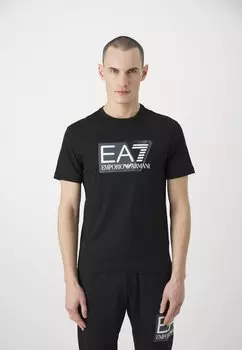 Футболка с принтом EA7 Emporio Armani, черная