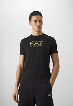 Футболка с принтом EA7 Emporio Armani, черная