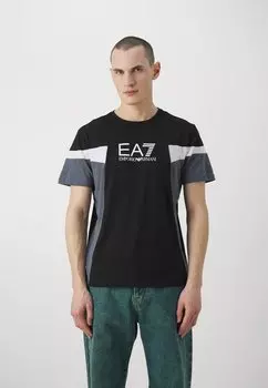 Футболка с принтом EA7 Emporio Armani, черная