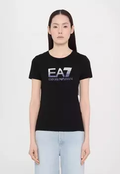 Футболка с принтом EA7 Emporio Armani, черный