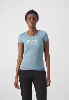 Футболка с принтом EA7 Emporio Armani, синий