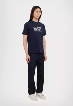 Футболка с принтом EA7 Emporio Armani, темно-синий