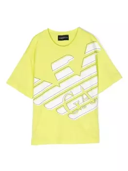 Футболка с принтом Eagle Emporio Armani Kids, зеленый