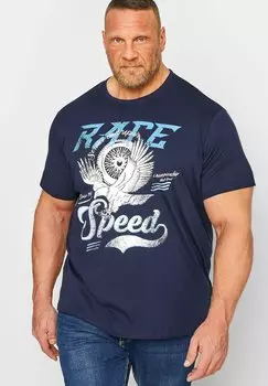 Футболка с принтом EAGLE PRINT 'RACE' SLOGAN BadRhino, цвет blue