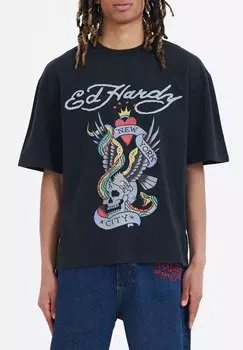 Футболка с принтом Ed Hardy, черный