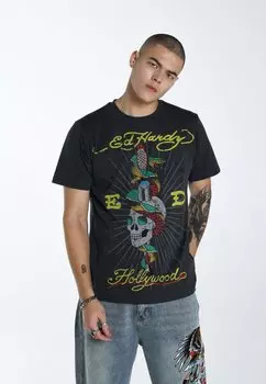Футболка с принтом Ed Hardy, черный
