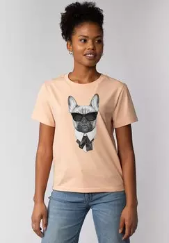 Футболка с принтом EIN FESCHER HUND watapparel, коралловый