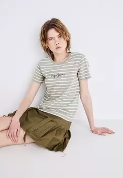 Футболка с принтом ELBA Pepe Jeans, коричневый