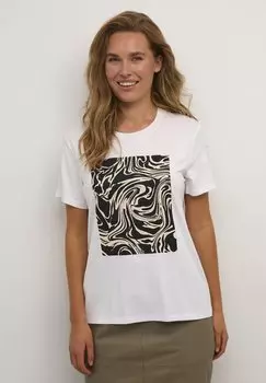 Футболка с принтом ELIN Kaffe, цвет white black graphic square