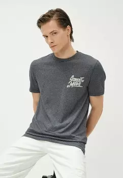Футболка с принтом EMBROIDERED DETAIL SHORT SLEEVE CREW NECK Koton, серый