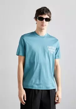 Футболка с принтом Emporio Armani, бирюзовый