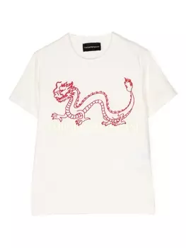 Футболка с принтом Emporio Armani Kids, бежевый