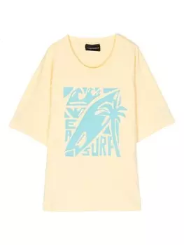 Футболка с принтом Emporio Armani Kids, желтый