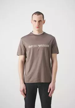 Футболка с принтом Emporio Armani, коричневая
