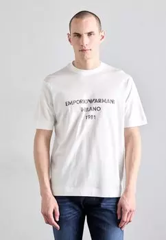 Футболка с принтом Emporio Armani, слоновая кость
