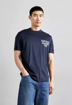 Футболка с принтом Emporio Armani, темно-синий