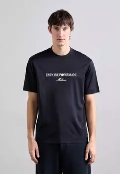 Футболка с принтом Emporio Armani, темно-синий