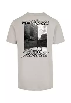 Футболка с принтом EPIC STORIES GREAT MEMORIES Mister Tee, светло-серый