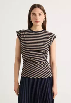 Футболка с принтом EPKA STRIPED BOSS, кремовый